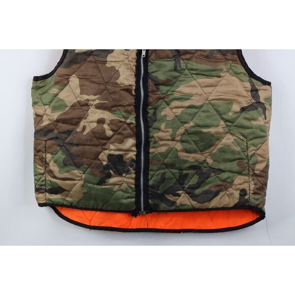 Vtg 70s Streetwear Mens Large Distressed Reversible Camouflage Vest Jacket USA - Picture 3 of 16